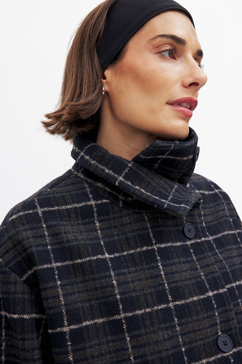 Checked Oversized Short Jacket