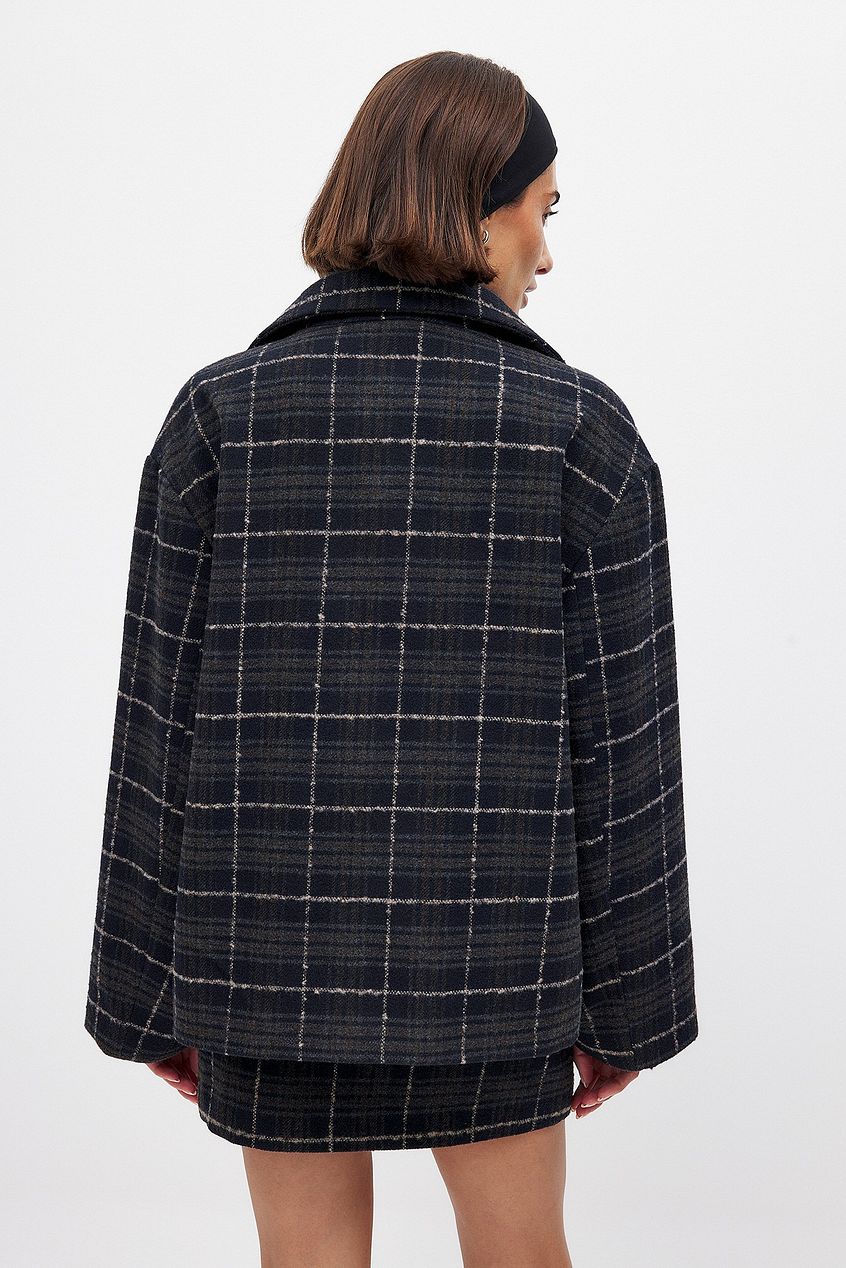 Checked Oversized Short Jacket