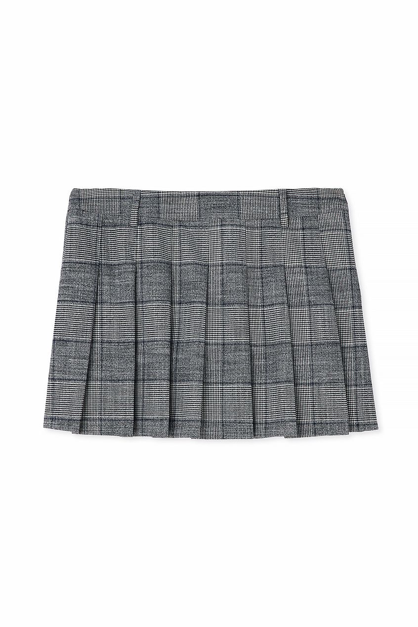 Checked Pleat Detail Mini Skirt