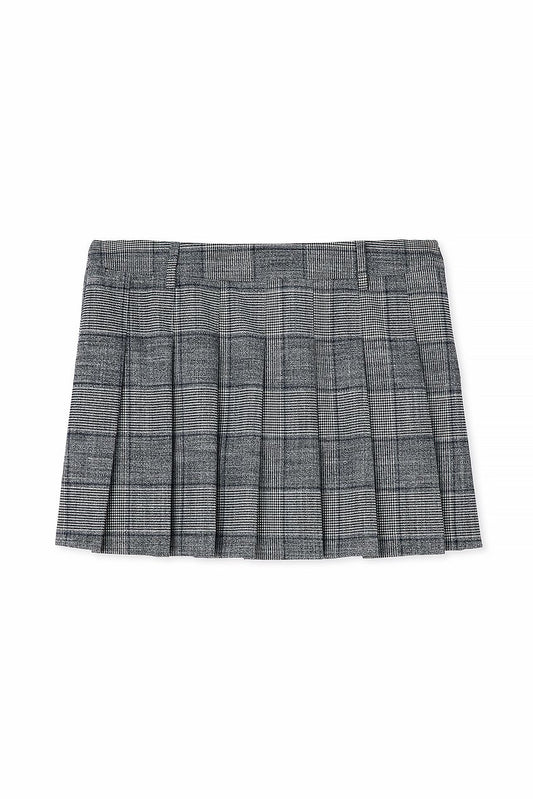 Checked Pleat Detail Mini Skirt