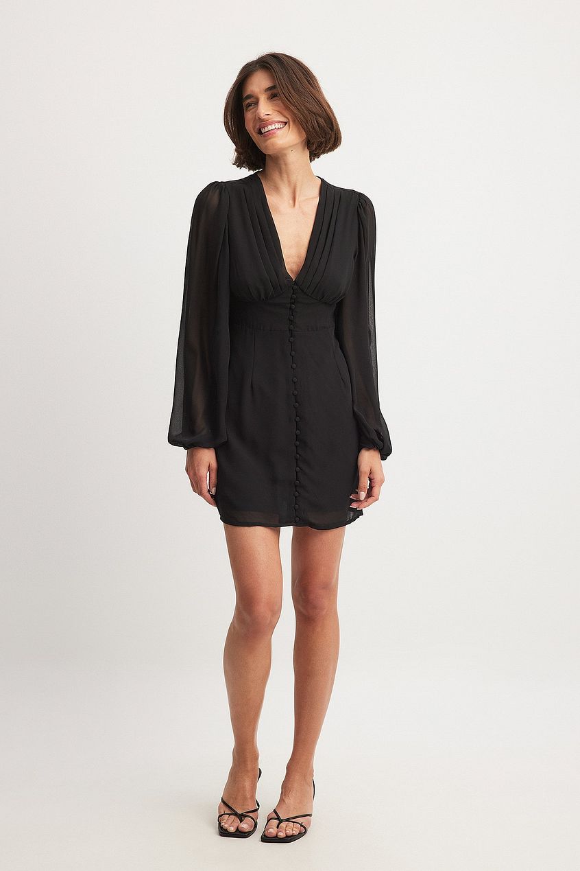 Chiffon Button Up Mini Dress