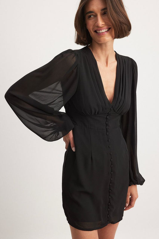 Chiffon Button Up Mini Dress