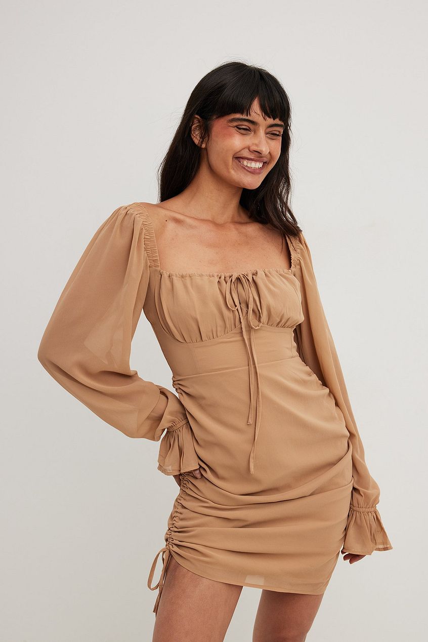 Chiffon Drawstring Mini Dress