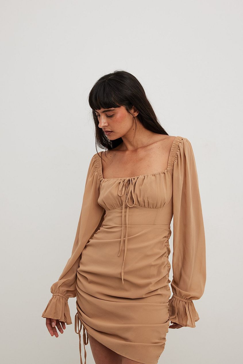 Chiffon Drawstring Mini Dress