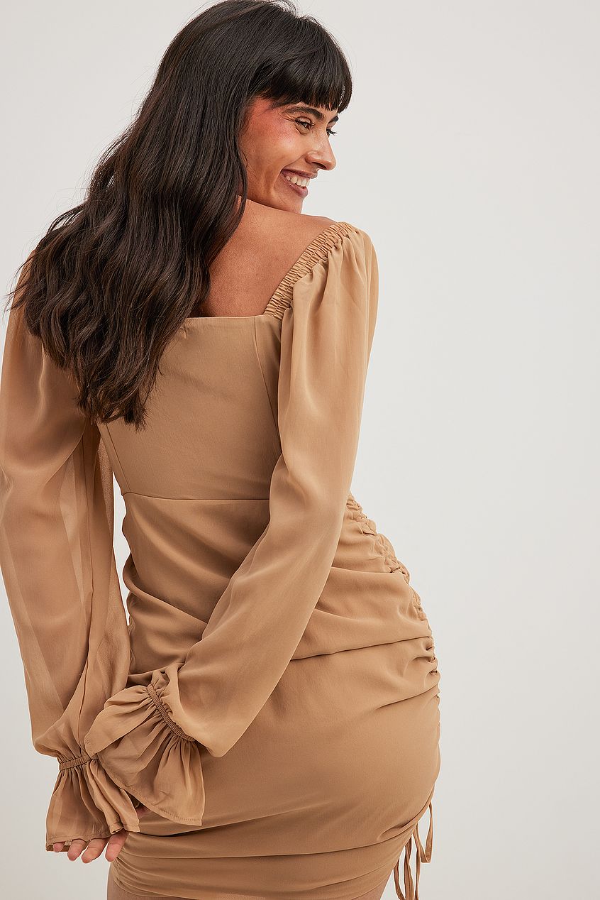 Chiffon Drawstring Mini Dress