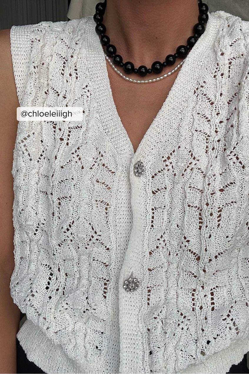 Knitted Rhinestone Button Vest