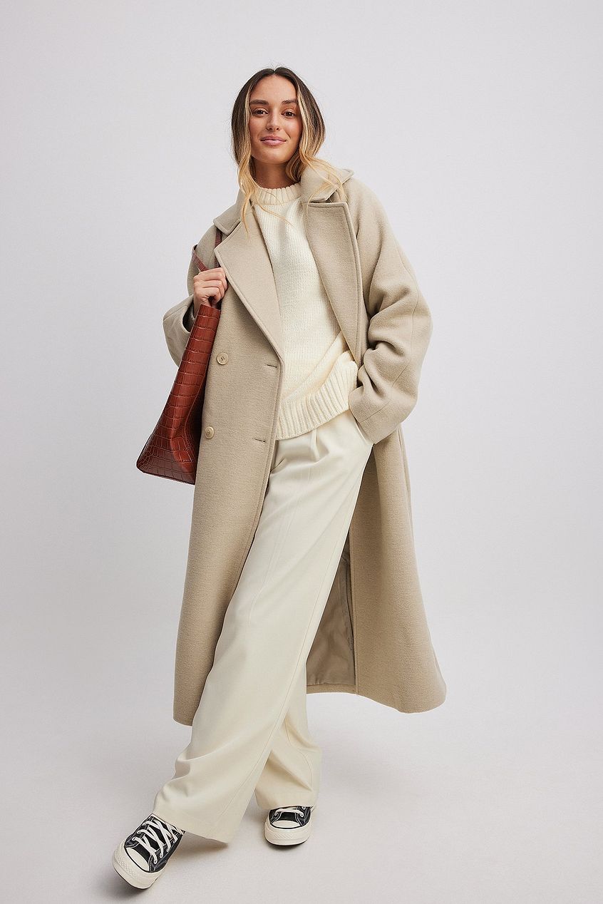 Classic Wool Blend Belted Coat