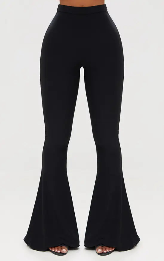 Plt - Shape Black Slinky Flared Leg Trousers