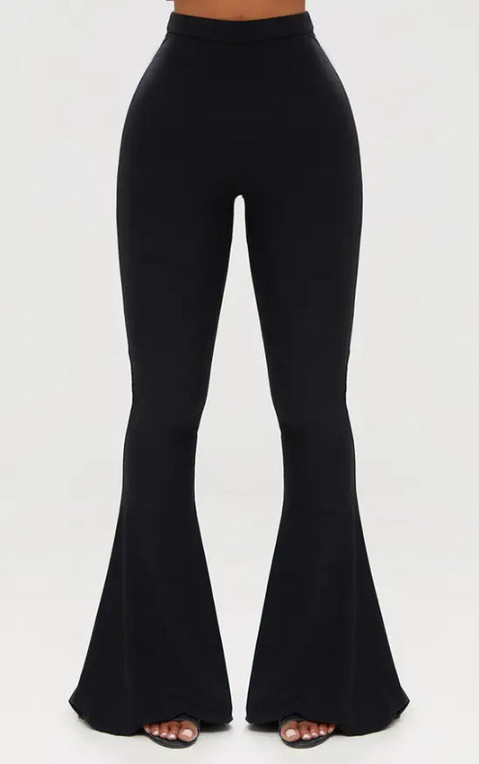 Plt - Shape Black Slinky Flared Leg Trousers