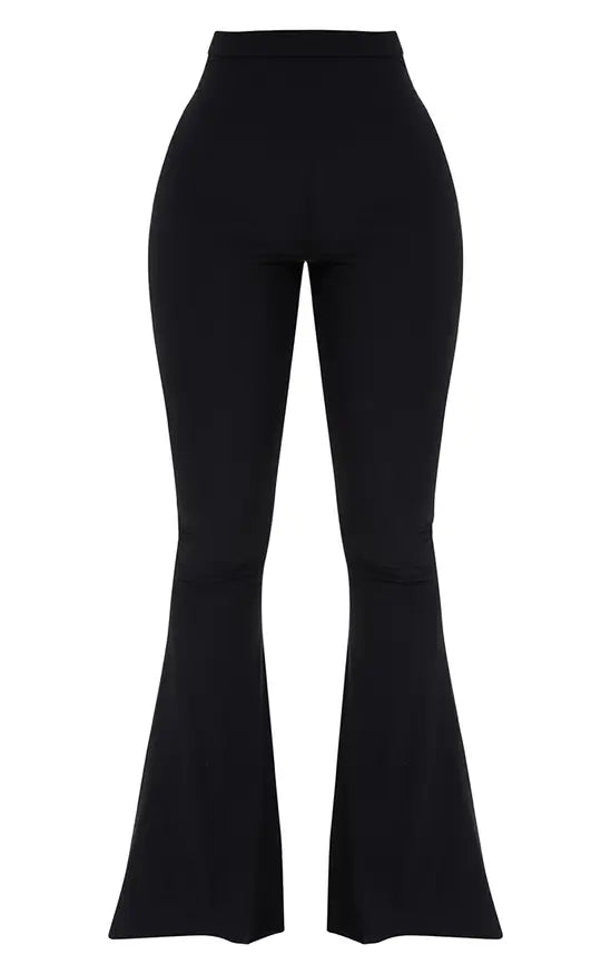 Plt - Shape Black Slinky Flared Leg Trousers