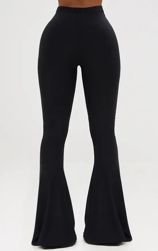 Plt - Shape Black Slinky Flared Leg Trousers