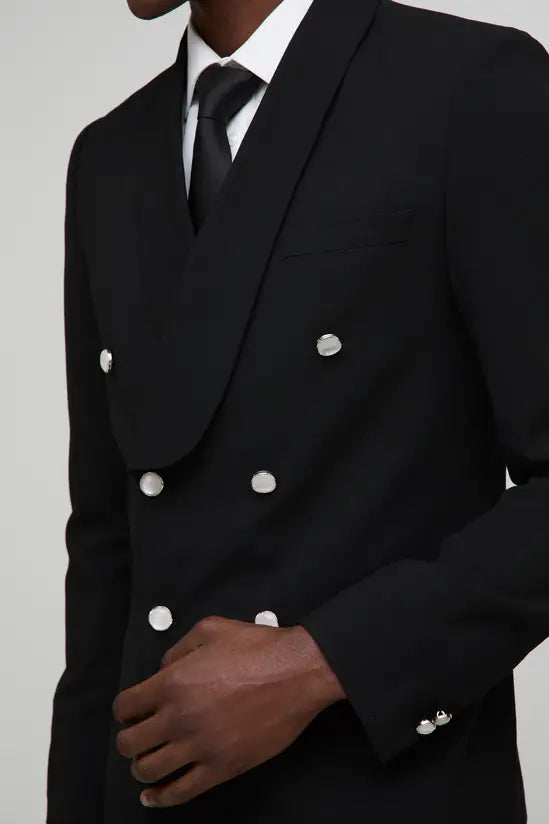 boohooMAN Straight Fit Double Breasted Suit Jacket
