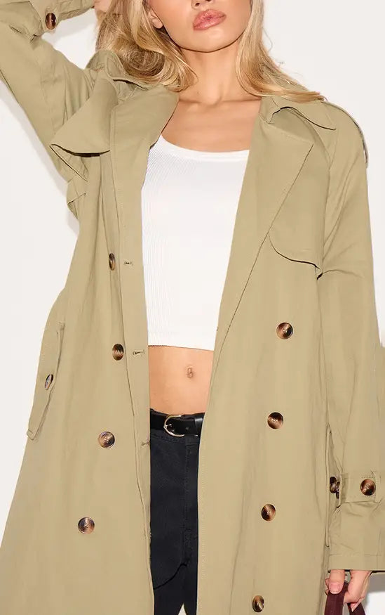 PrettyLittleThing Panel Detail Belted Trench Coat