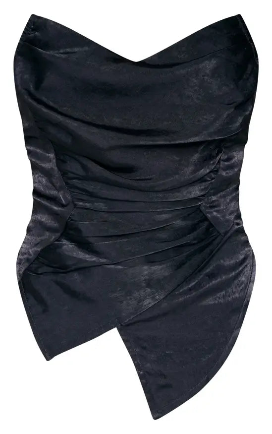 PrettyLittleThing Hammered Satin Asymmetric Pointed Hem Corset