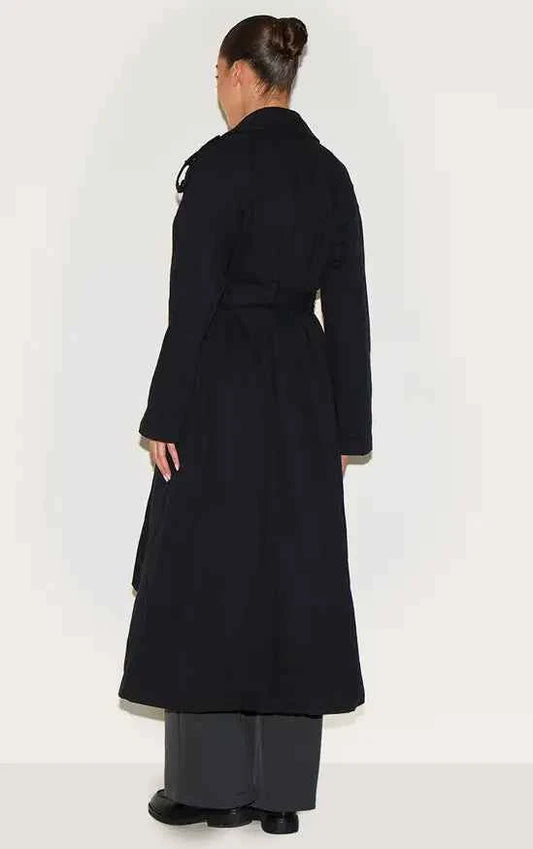 Plt - Black Belted Double Breasted Trench Coat