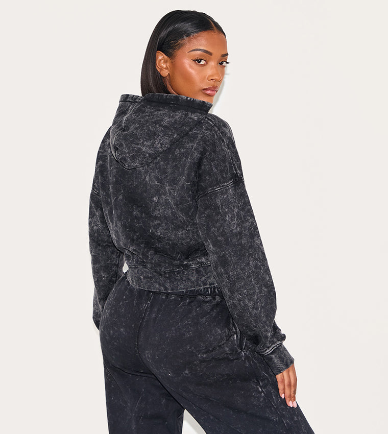 Plt - Shape Printed Zip-Through Washed Jacket