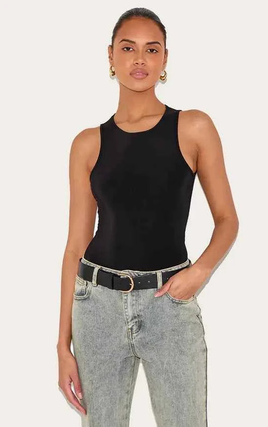 Plt - Black Basic Slinky Racer Bodysuit