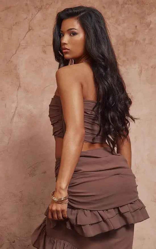 Plt - Deep Taupe Ruched Bandeau Top