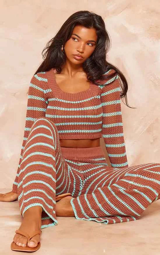Plt - mocha stripe crochet - SET