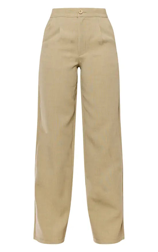 Plt - Premium Sage Tailored Woven High Waist Wide Leg Trousers