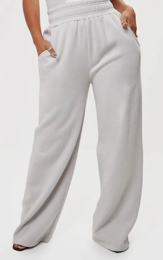 Plt - Shape Grey Sweat High Waist Wide Leg Joggers
