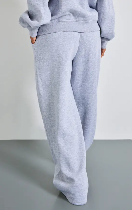 Plt - Petite Grey Marl Wide Leg Elasticated Drawstring Joggers