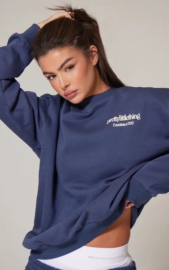 PRETTYLITTLETHING Premium Print Oversized Sweatshirt