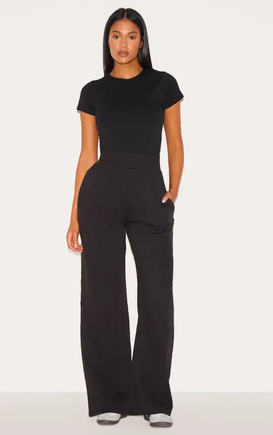 Plt - Tall Black High Waisted Wide Leg Jogger