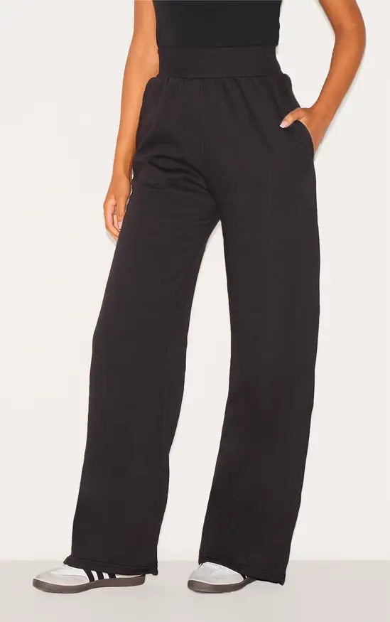 Plt - Tall Black High Waisted Wide Leg Jogger