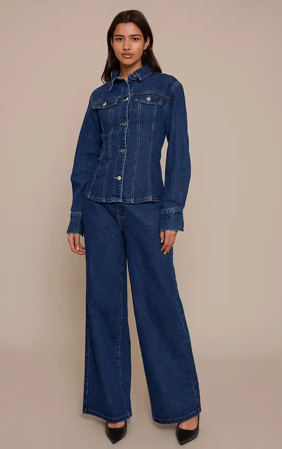 Plt - Tall Dark Indigo High Waisted Wide Leg Jeans