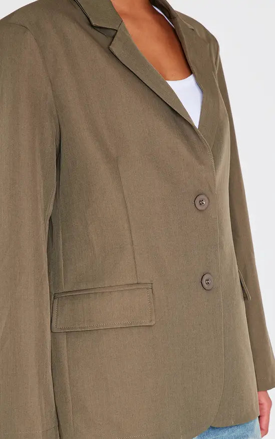 Plt - Olive Seam Detail Structured Oversized Blazer