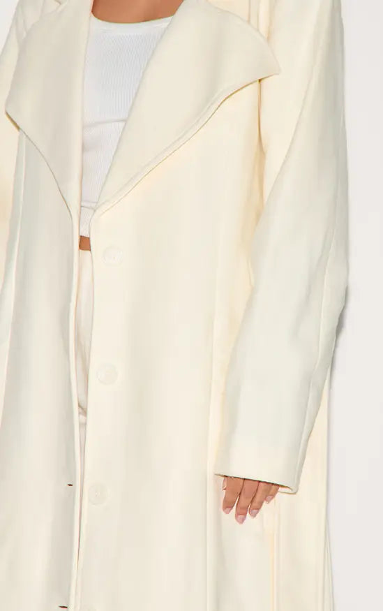 Plt - Ecru Oversized Wool Look Trench Coat
