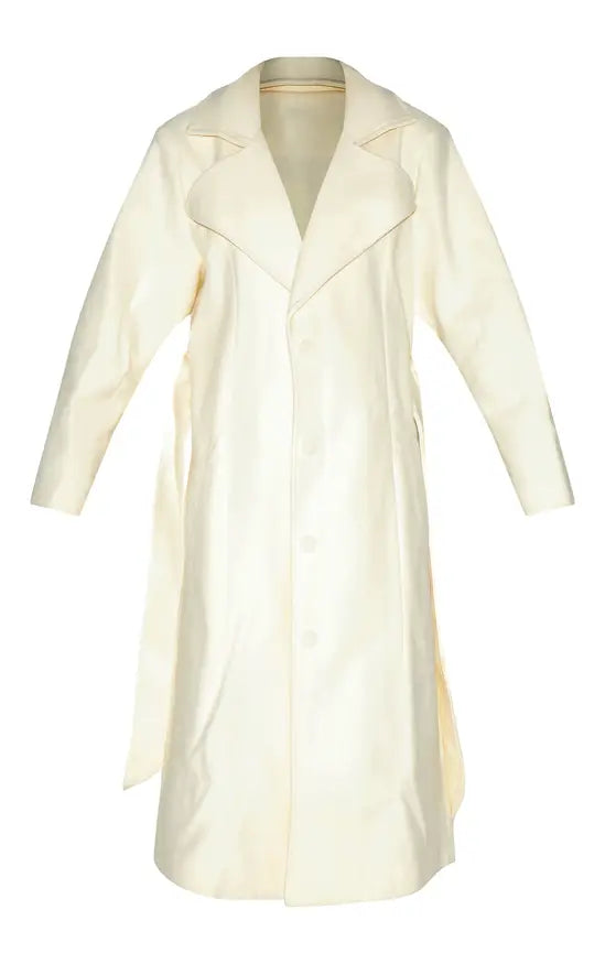 Plt - Ecru Oversized Wool Look Trench Coat