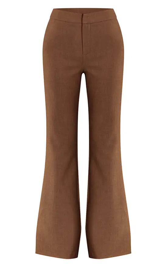 PLT Label Sage Tailored Flared Leg Trousers