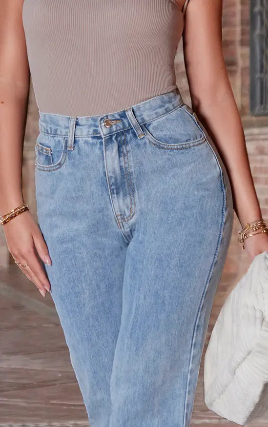Plt - Petite Light Blue Long Leg Straight Jeans