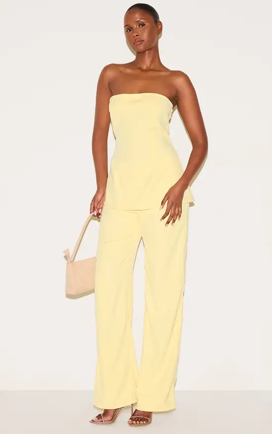 Plt - Lemon Woven Tailored Longline Bandeau Flared Jumpsuit
