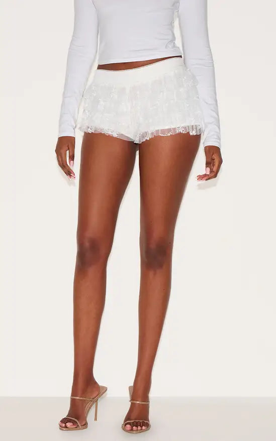 Plt - Cream Lace Frilly Bloomer Shorts