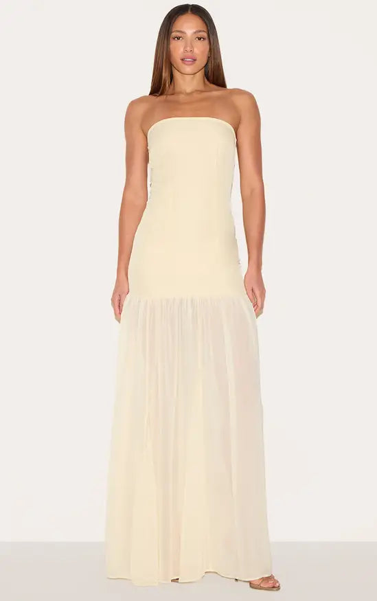 Plt - Tall Almond Bandeau Chiffon Detail Maxi Dress