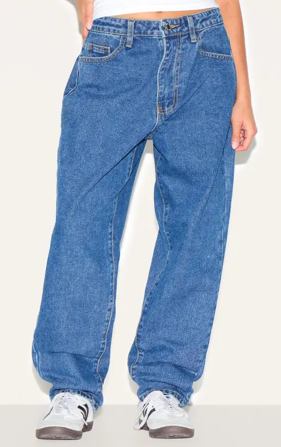 Plt - Petite Dark Blue High Waist Mom Jean