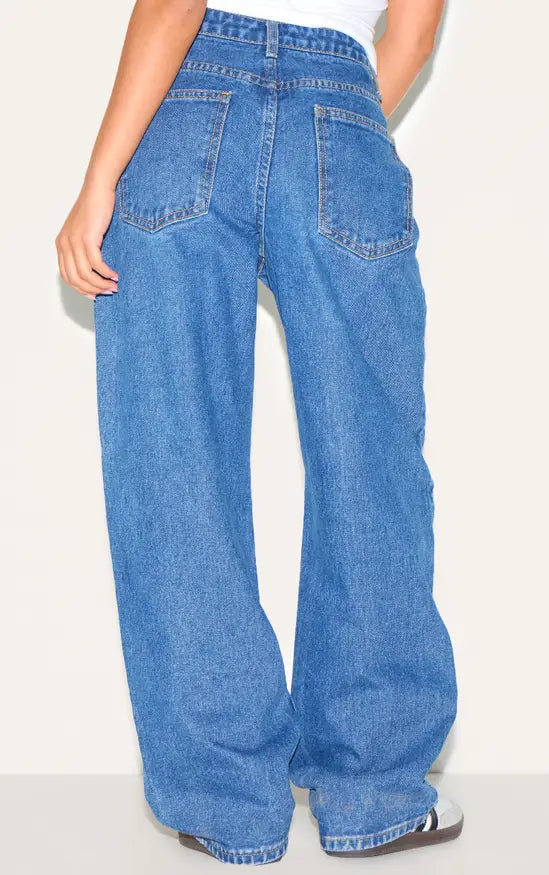 Plt - Petite Dark Blue High Waist Mom Jean