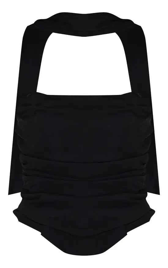 Plt - Black Floral Scarf Detail Corset