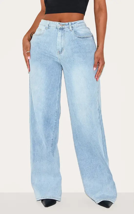 SHAPE LIGHT BLUE WASH HOURGLASS STRETCH HIGH WAISTED STRAIGHT LEG JEANS