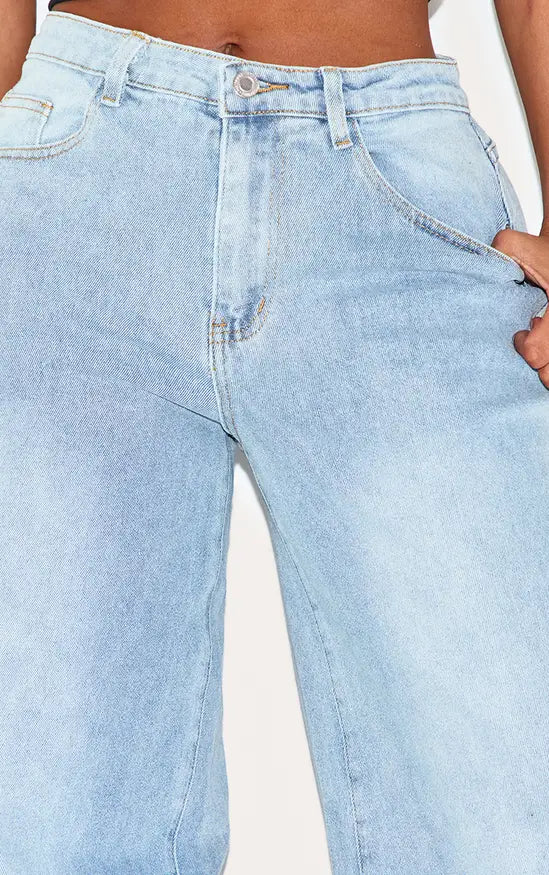 SHAPE LIGHT BLUE WASH HOURGLASS STRETCH HIGH WAISTED STRAIGHT LEG JEANS