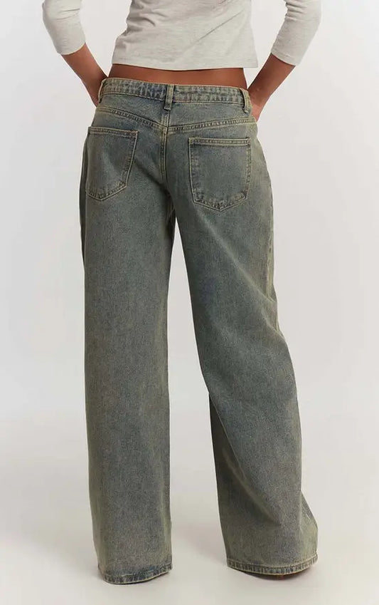 Plt  - Vintage Wash Low Rise Wide Leg Jeans