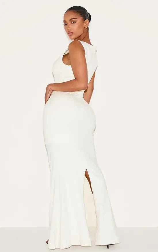 Plt - Shape Cream Built In Shapewear Sculpt Boat Neck Maxi Dress