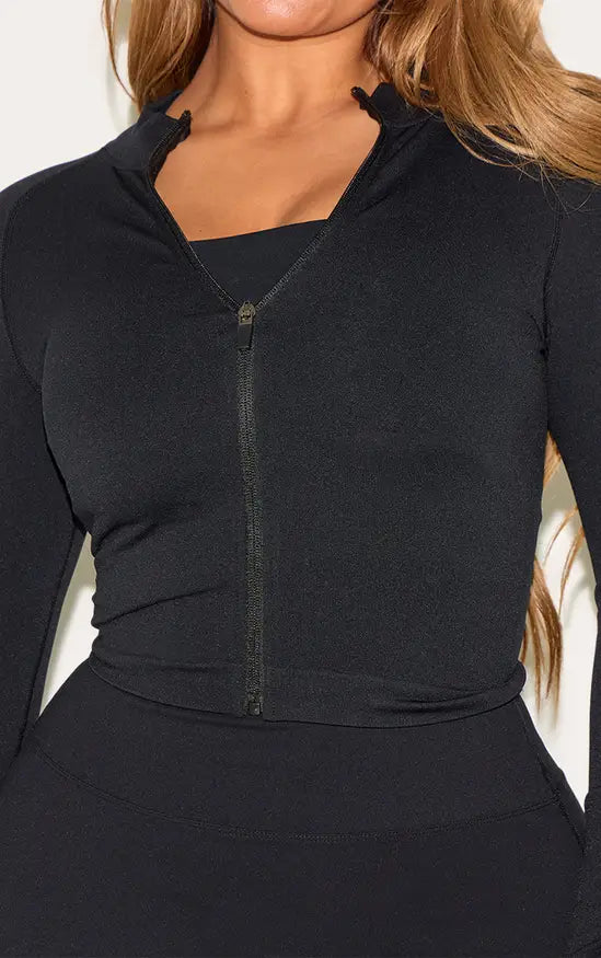 Shape Black Seamless Active Zip Through Jacket