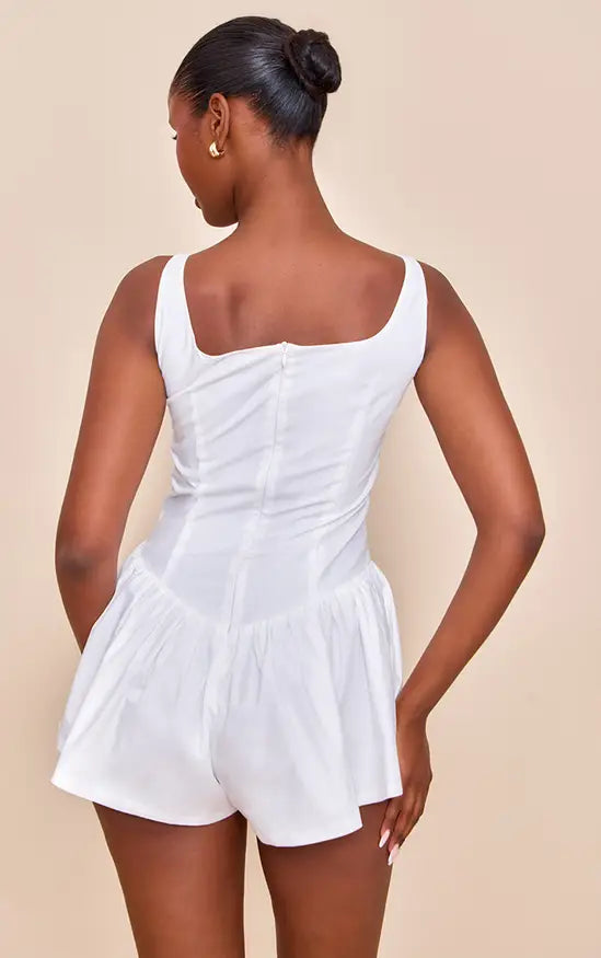 PrettyLittleThing Woven Corset Detail Floaty Playsuit