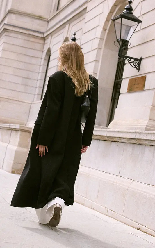 Plt - Black Double Breasted Wool Look Oversized Style Structured Coat
