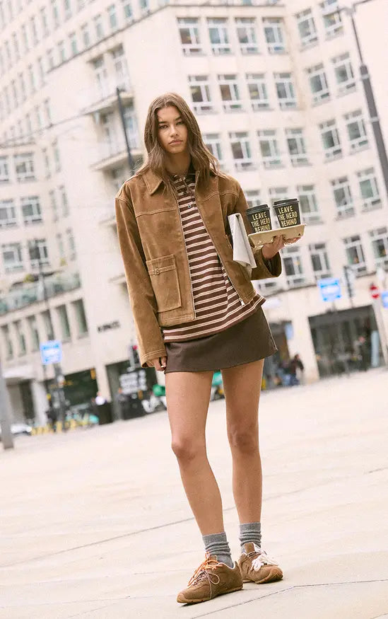 Plt - TAN Pocket Detail Faux Suede Jacket