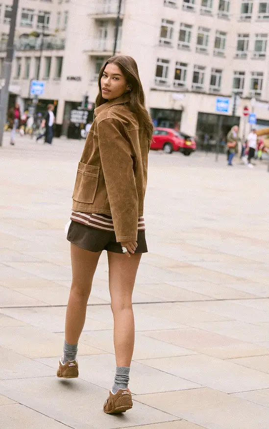 Plt - TAN Pocket Detail Faux Suede Jacket
